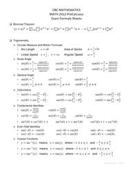 Cbc Math 2412-precalculus Exam Formula Sheet, Page 5