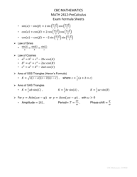 Cbc Math 2412-precalculus Exam Formula Sheet, Page 7