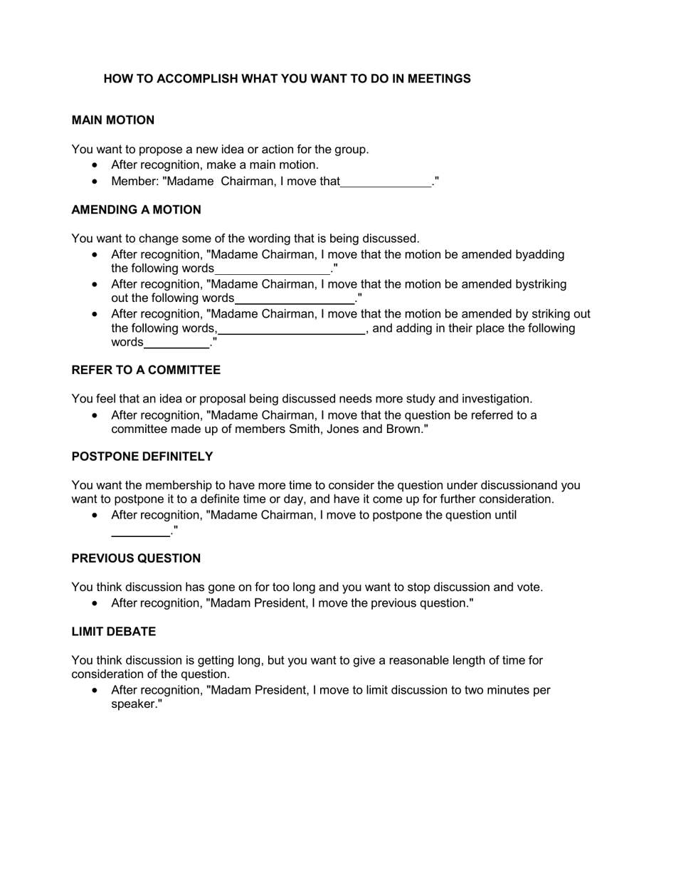 Roberts rules cheat sheet norco college download printable pdf