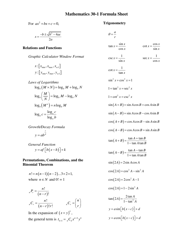 Document preview: Mathematics 30-1 Formula Sheet
