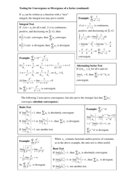Series Convergence Testing Cheat Sheet, Page 2