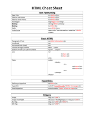 Document preview: Html Cheat Sheet