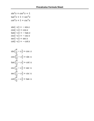 Pre-calculus Formula Sheet, Page 2