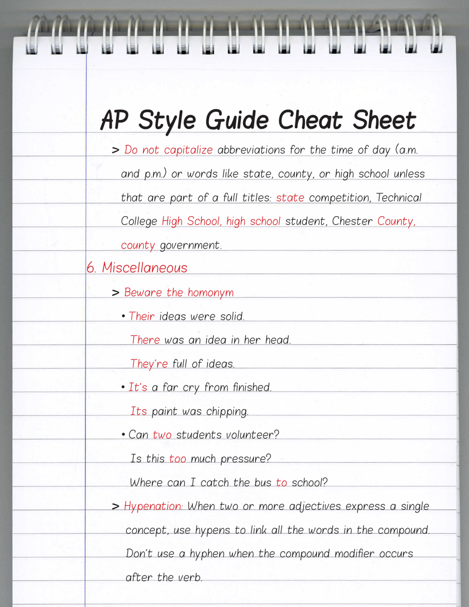 Ap Style Guide Cheat Sheet, Page 4