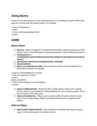 Document preview: Jquery Cheat Sheet - Using
