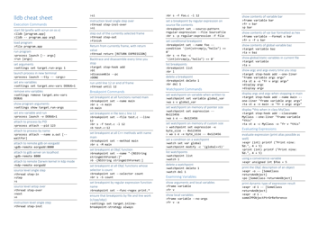 Lldb Cheat Sheet