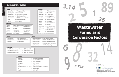 Wastewater Formulas &amp; Conversion Factors Cheat Sheet - Minnesota