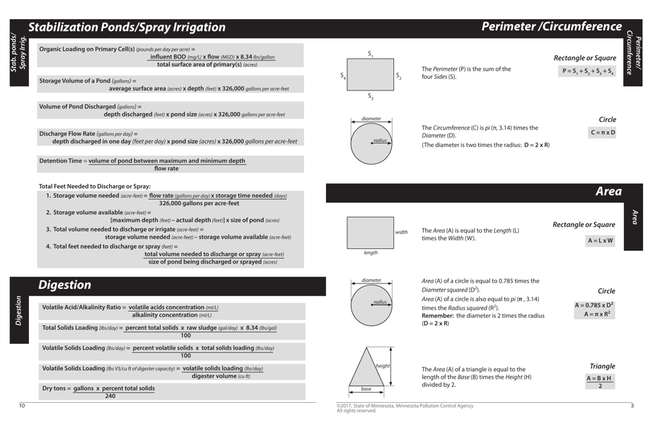 Wastewater Formulas  Conversion Factors Cheat Sheet - Minnesota, Page 3