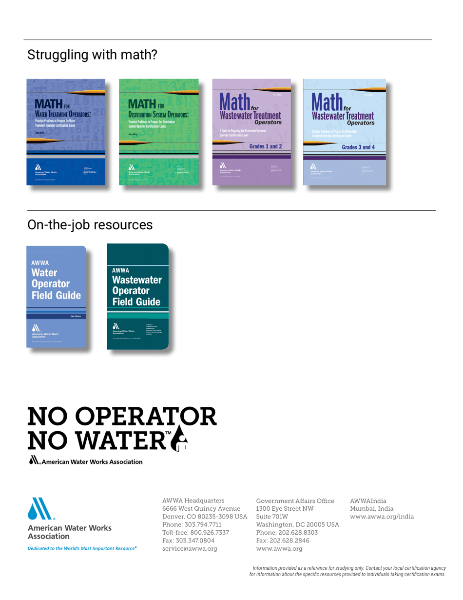 Water Treatment and Distribution Operator Math Cheat Sheet Download ...