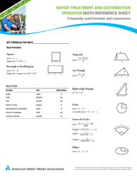 Water Treatment and Distribution Operator Math Cheat Sheet