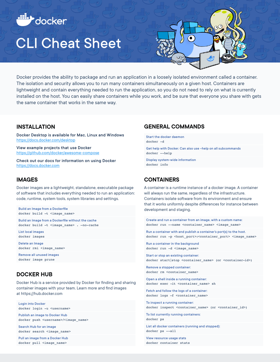 Docker Cli Cheat Sheet Download Printable PDF | Templateroller