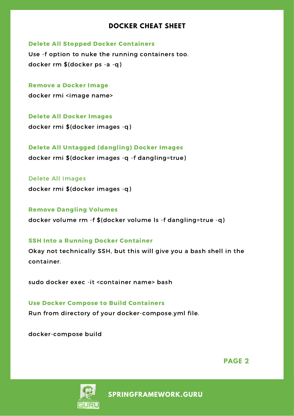 Docker Cheat Sheet for Java Developers, Page 2