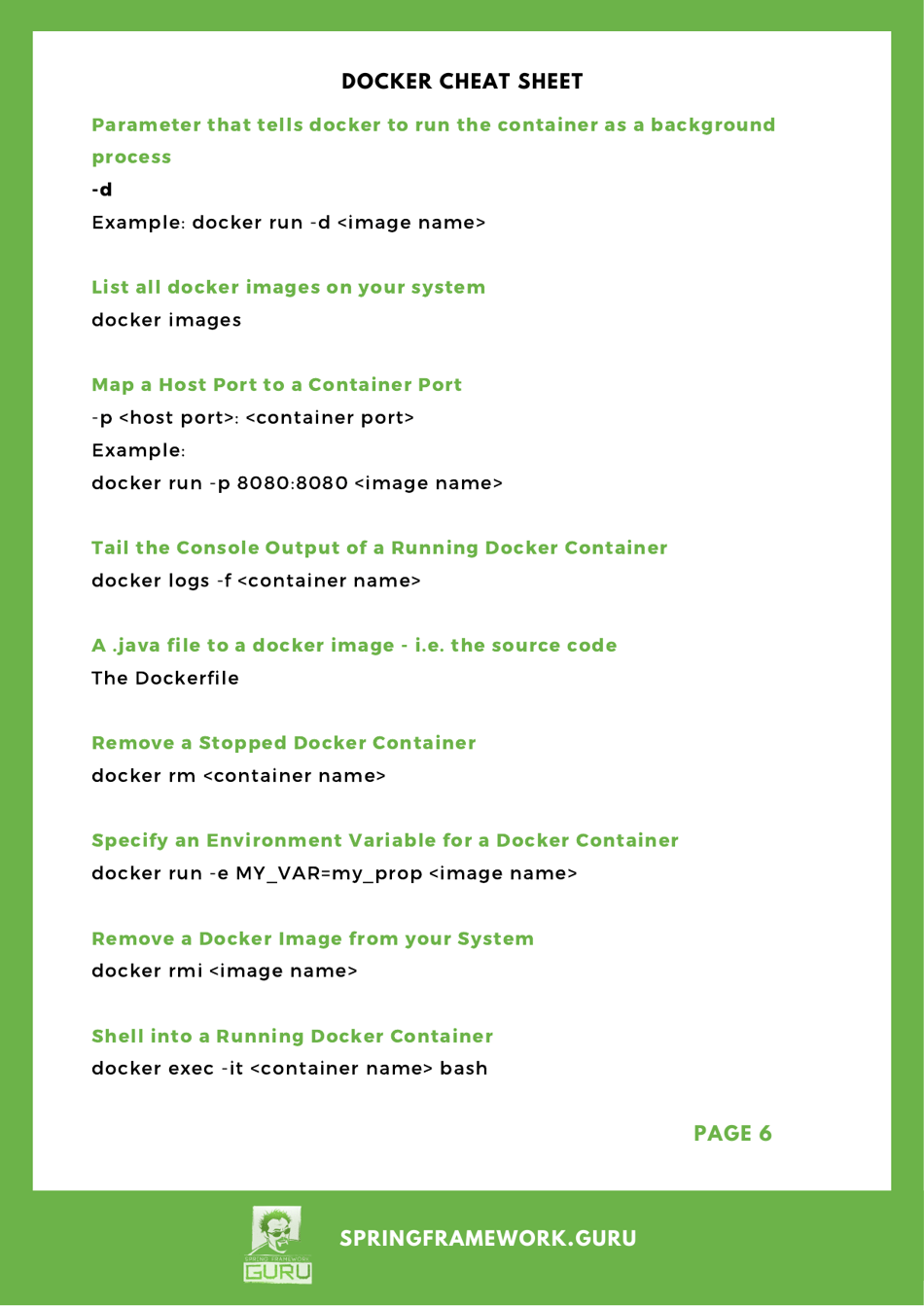 Docker Cheat Sheet for Java Developers, Page 6