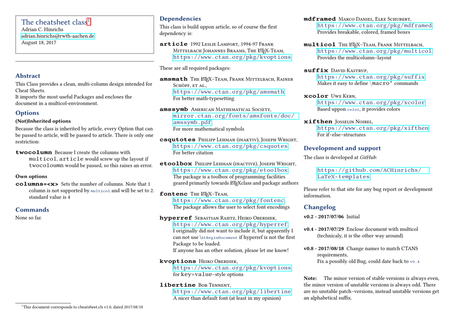 Latex Class Cheat Sheet image preview
