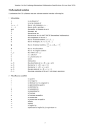 Mathematical Notation Cheat Sheet, Page 2