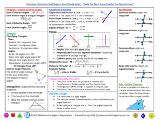 Geometry (Common Core) Regents Exam Cheat Sheet, Page 2