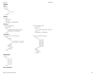 Document preview: Emmet Syntax Cheat Sheet - White