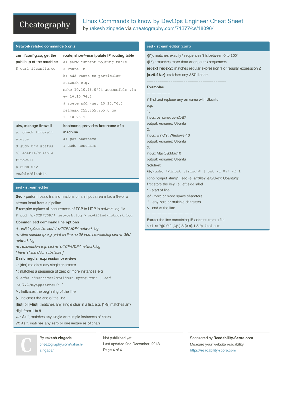 Devops Engineer Linux Commands Cheat Sheet Download Printable PDF ...