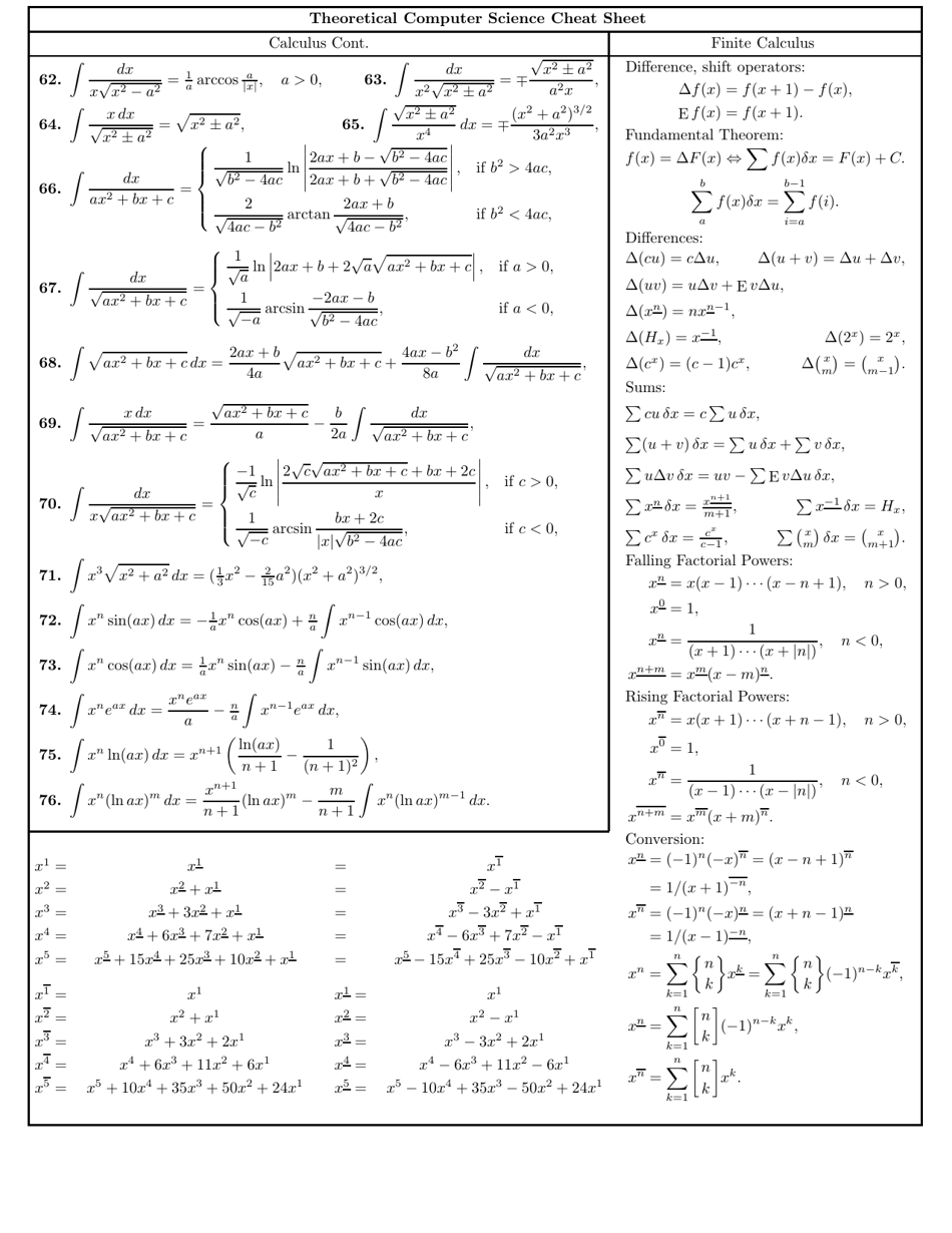 Theoretical Computer Science Cheat Sheet Download Printable PDF ...