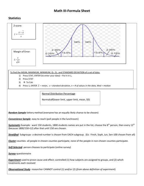 Math III Formula Sheet Preview - Image