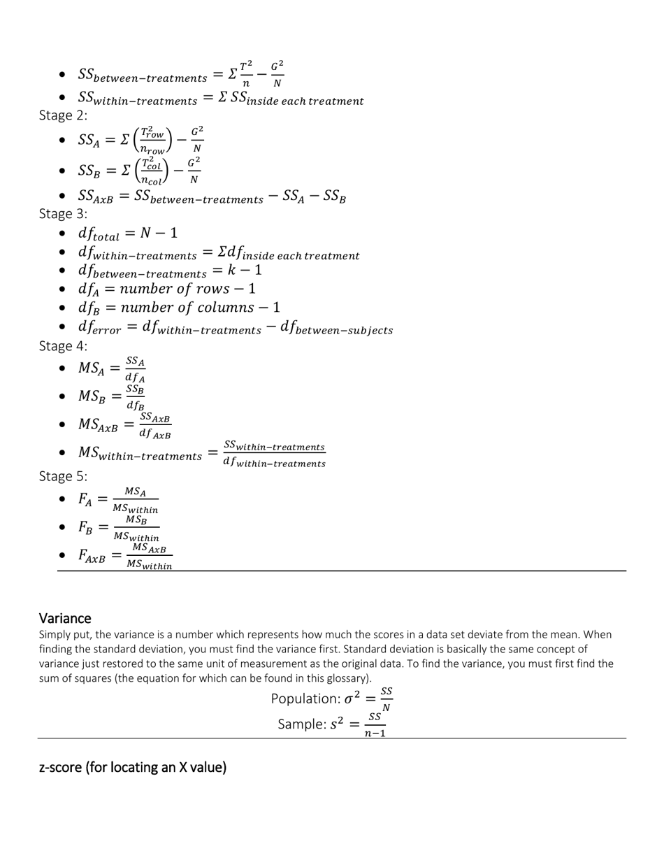 Statistics Formula Cheat Sheet Download Printable PDF | Templateroller