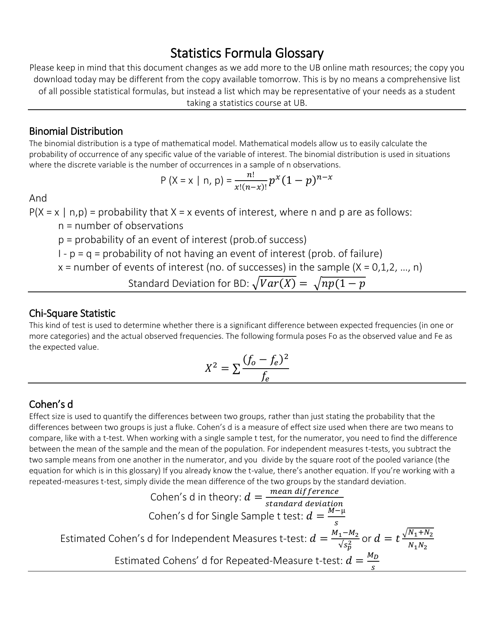 Statistics Formula Cheat Sheet preview