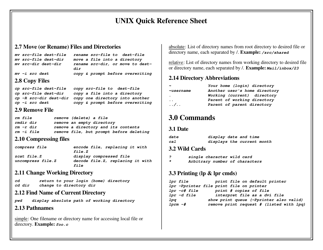 Unix Quick Reference Sheet, Page 2