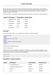 Document preview: Html Entities Cheat Sheet