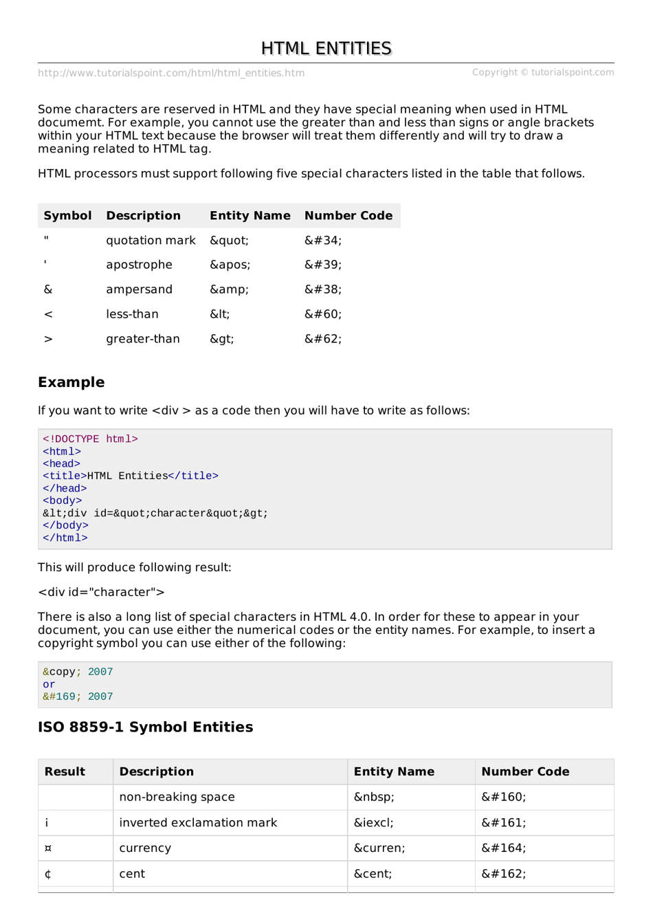 Html Entities Cheat Sheet Download Printable Pdf Templateroller