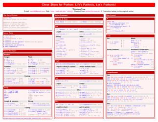 Document preview: Cheat Sheet for Python