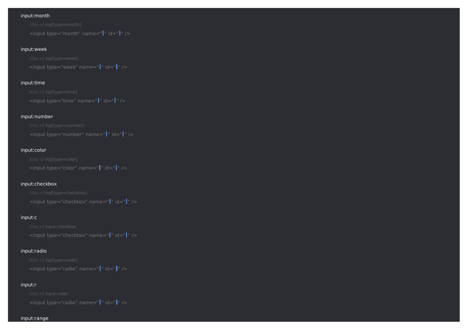 Emmet Syntax Cheat Sheet - Black, Page 10