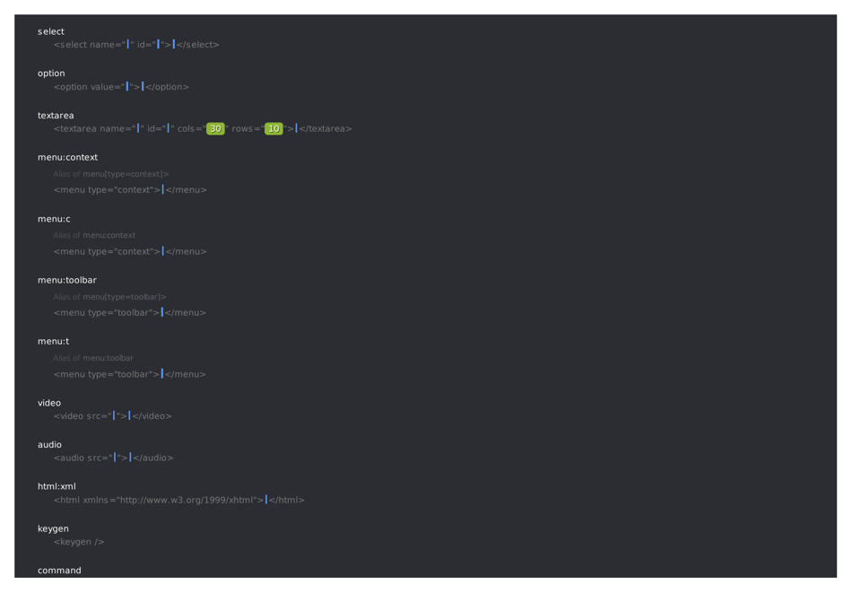 Emmet Syntax Cheat Sheet - Black, Page 12