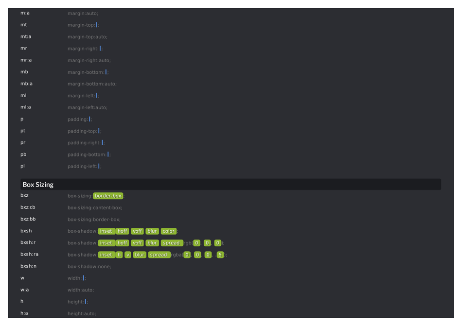 Emmet Syntax Cheat Sheet - Black, Page 25