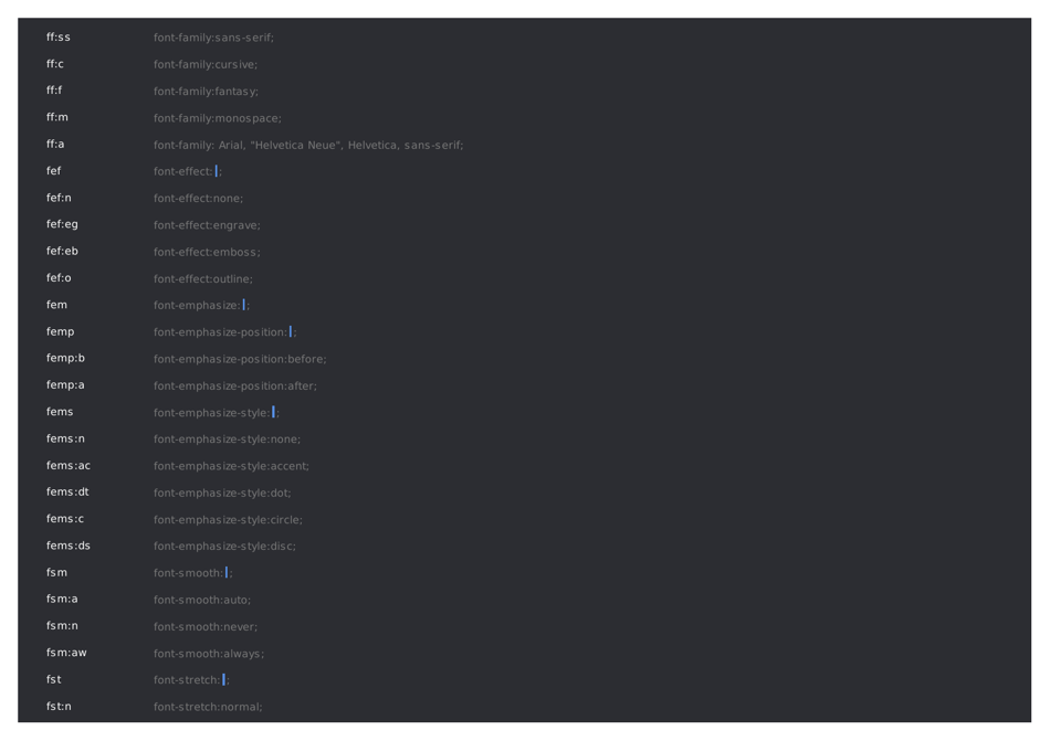 Emmet Syntax Cheat Sheet - Black, Page 27