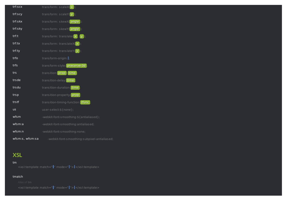 Emmet Syntax Cheat Sheet - Black, Page 43