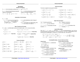 Document preview: Calculus Cheat Sheet