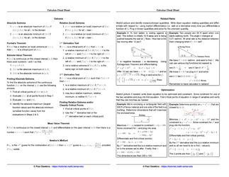 Calculus Cheat Sheet, Page 2