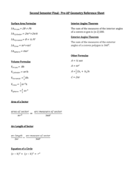 Document preview: Second Semester Final Pre-ap Geometry Cheat Sheet