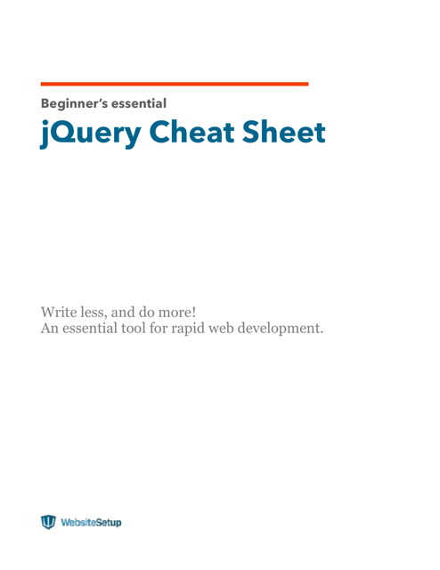Beginner's Essential Jquery Cheat Sheet