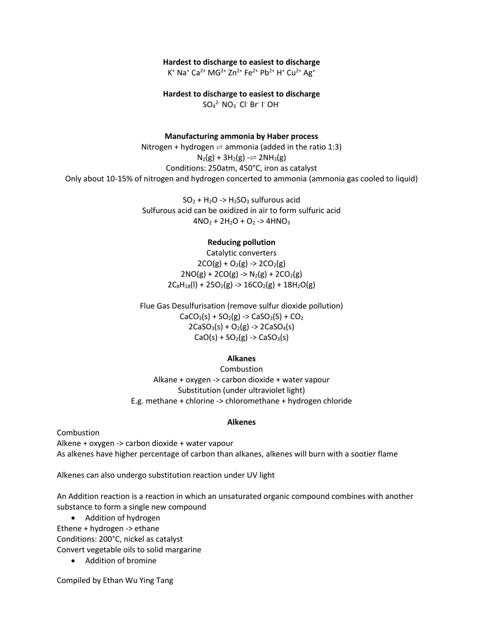 Chemistry Formulas Cheat Sheet for O Levels, Page 6