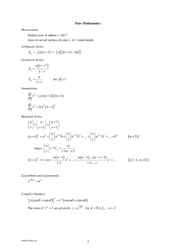 Gce as/A Level Further Mathematics Formula Sheet, Page 2