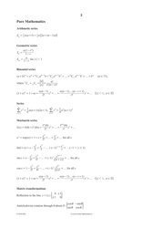 A Level Further Mathematics a (H245) Formula Cheat Sheet, Page 2