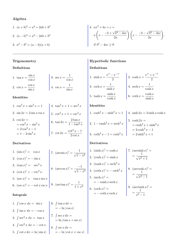 Document preview: Algebra Cheat Sheet - Formulas
