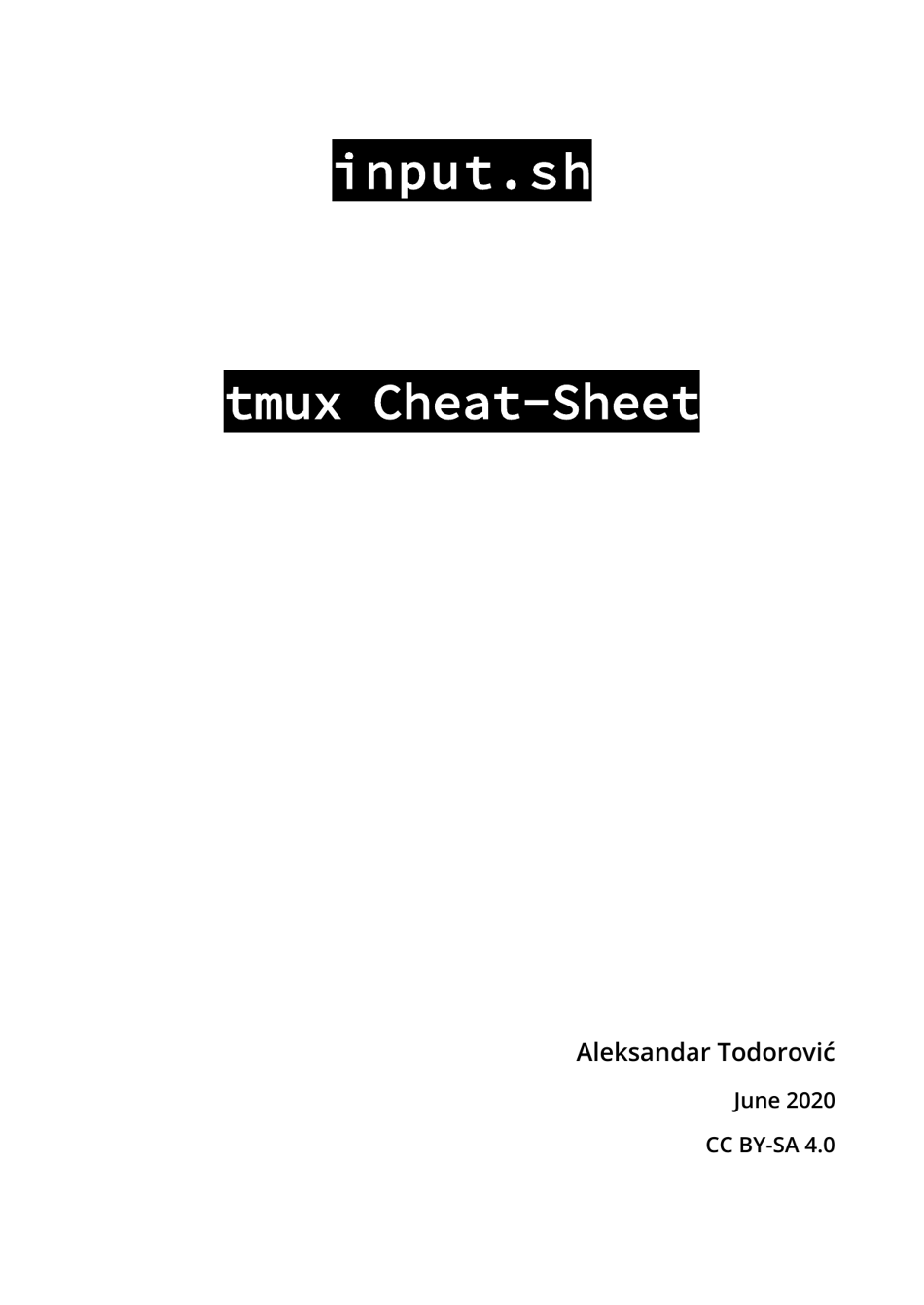 Tmux Cheat Sheet - Black And White Download Printable PDF | Templateroller