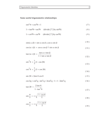 Trigonometric Identities Cheat Sheet - Formulas, Page 3