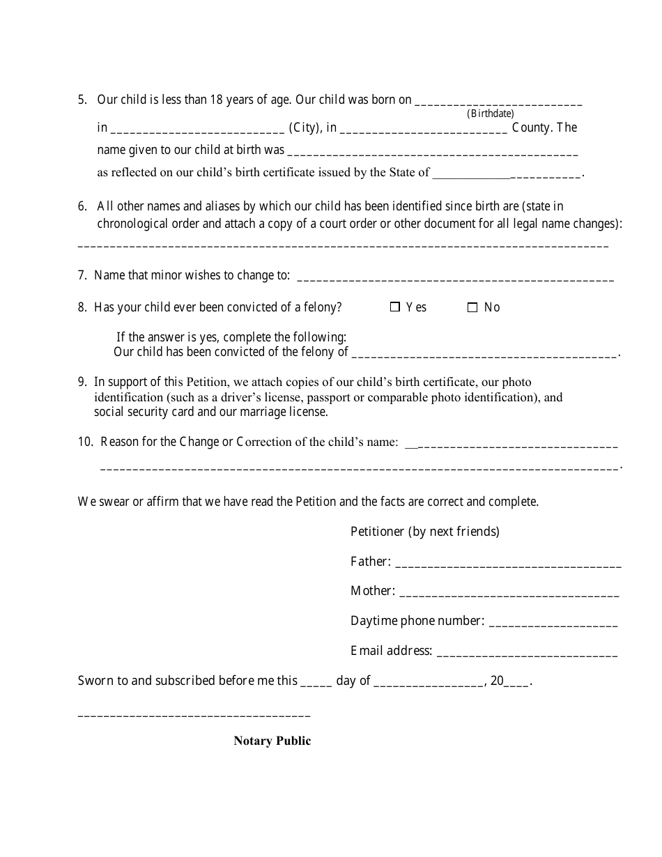 Tennessee Petition For Change Of Name Of Minor - Fill Out, Sign Online 