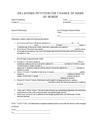 Document preview: Oklahoma Petition for Change of Name of Minor - Oklahoma