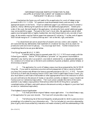 Document preview: Instructions for Application for Writ of Habeas Corpus 2254 - Colorado