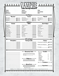 vampire of the masquerade character sheet