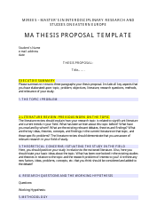 &quot;Ma Thesis Proposal Template - Interdisciplinary Research and Studies on Eastern Europe - Universita Di Bologna&quot;